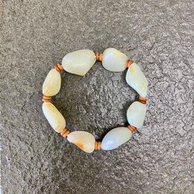 和田玉（白玉）原石手串18#/8颗/56.072g