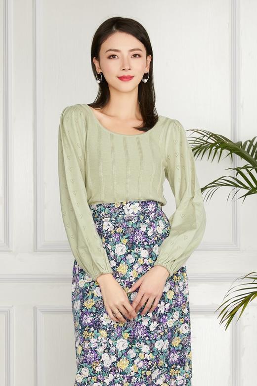 amadella 豆绿泡泡袖针织上衣 11525 商品图0