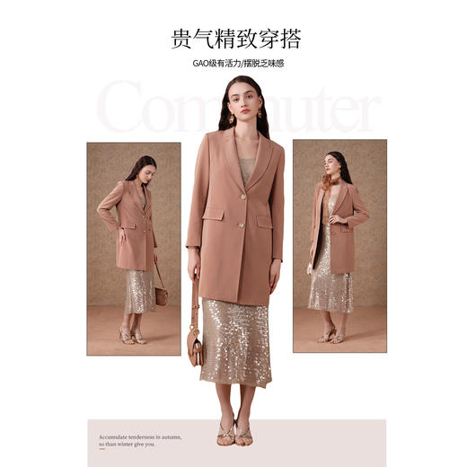 乔万尼通勤风中长款西装外套ET3A708 商品图3