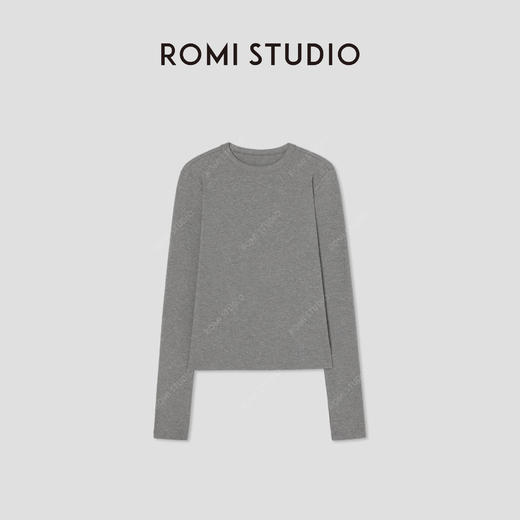 ROMI STUDIO“轻盈自在”柔软罗纹圆领弹力修身长袖T恤 RWBWSH1577 商品图3