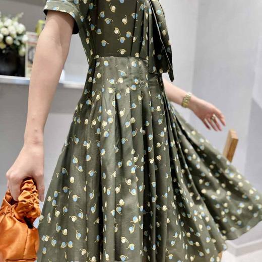 顺丰包邮洛诗琳34802新款蝴蝶结飘带真丝印花百褶连衣裙女53068 商品图2