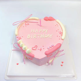 ins风粉红蝴蝶结心形蛋糕 | 糕匠