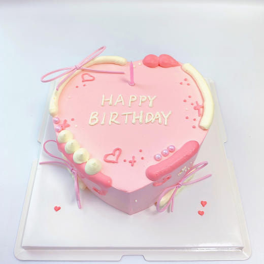 ins风粉红蝴蝶结心形蛋糕 | 糕匠 商品图0