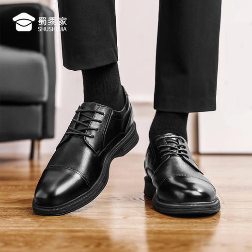 【轻便三接头系带皮鞋】通勤商务正装皮鞋 轻便软弹牛皮皮鞋 商品图5