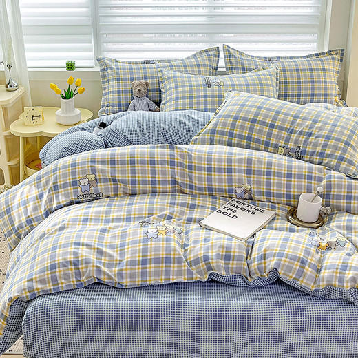 春夏季【A类小清新四件套】水洗棉床单被套枕套 学生宿舍三件套罩ins 开学季 商品图2