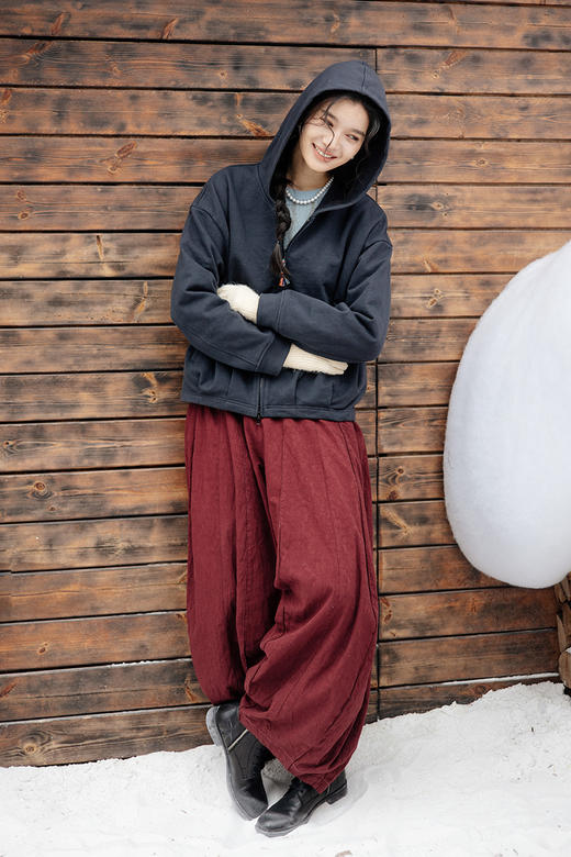 绽放220朵/2025新款文艺立体浮雕压花半松紧腰单层纯棉阔腿灯笼裤 商品图5