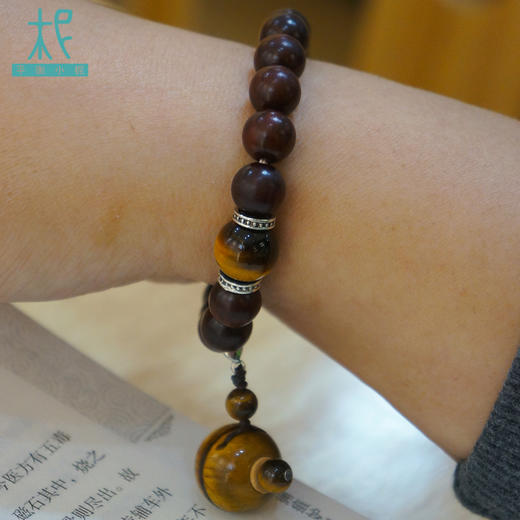 印度小叶紫檀虎眼石单圈扩香手串 /手链 男士 商品图3