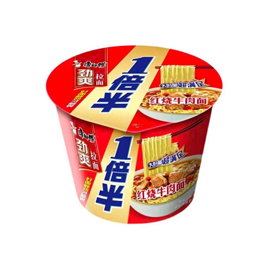 康师傅劲爽1倍半红烧牛肉面136g*12桶 商品图1