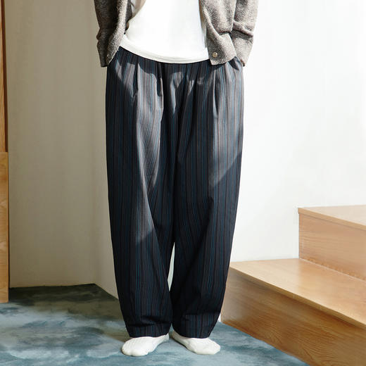 714street轻薄条纹质感休闲裤男2025春季新款全棉舒适宽松直筒裤 商品图1