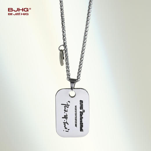 BJHG不计后果嘻哈复古军牌钛钢项链男潮痞帅街头百搭情侣饰品吊坠 商品图1