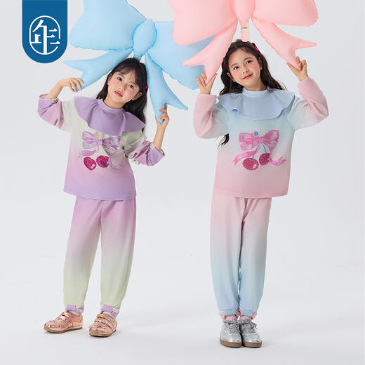 年衣童装2025年春季新款女孩洋气时髦衬衫裤子2件套莫奈日落套装 商品图3