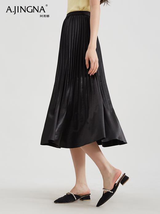 【春日风琴】阿菁娜压褶A字大摆松紧腰半身裙F30C213007 商品图3