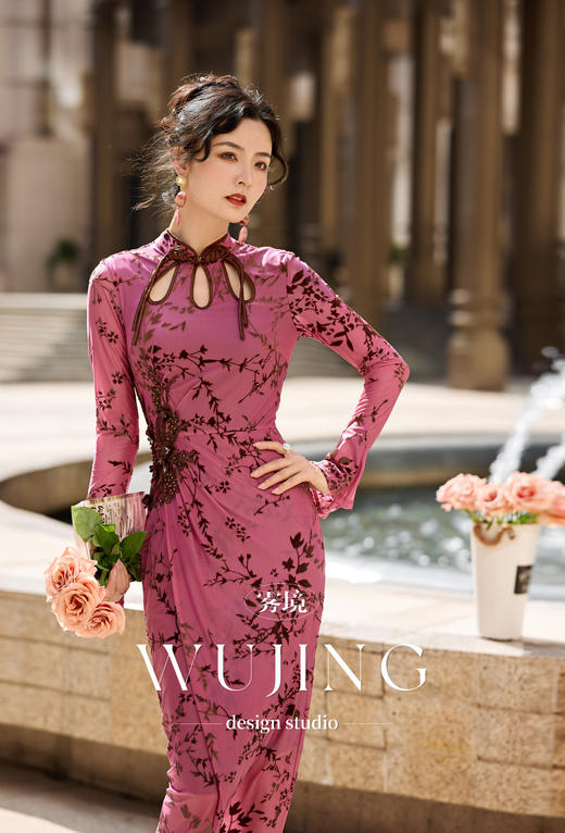 【雾境定制新款】 进口丝绒连衣裙 4202113 商品图0