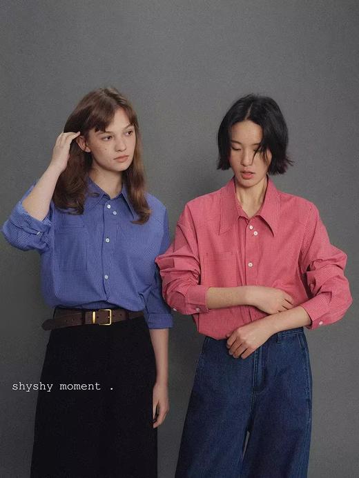 shyshystill/shy202411020/贝壳扣设计感小格子衬衫 商品图0