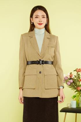 ESTELLICA 时尚简约黄色格纹西装外套 11500