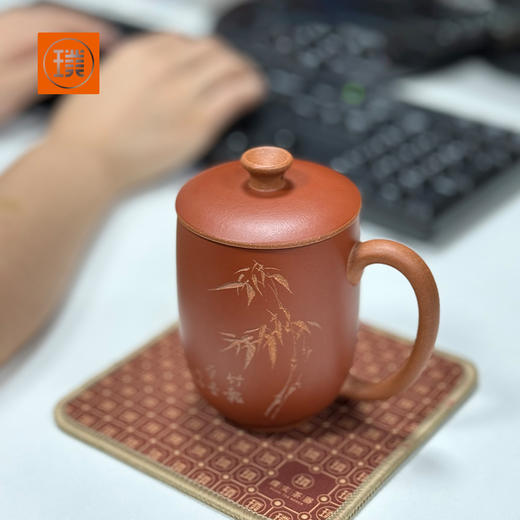 璞实茶器璞实繁花宜兴原矿大师手工粉浆彩绘紫砂杯礼品定制泡茶礼盒装 商品图0