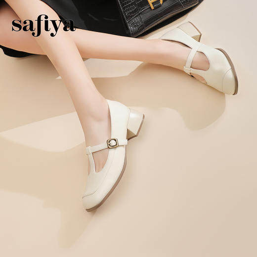 预售10天发|Safiya/索菲娅2025法式温柔风浅口方头百搭玛丽珍单鞋 SFD1111404 商品图1