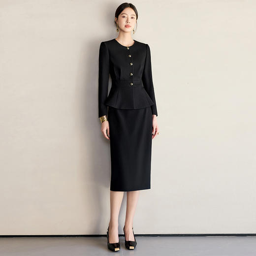 IWY/气质黑色小香风西装套裙女2025春季新款酒店物业接待通勤工作服24CS658 商品图2