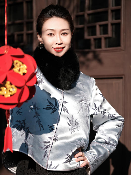 盛唐牡丹| 竹叶纹漳缎对襟外套 商品图0