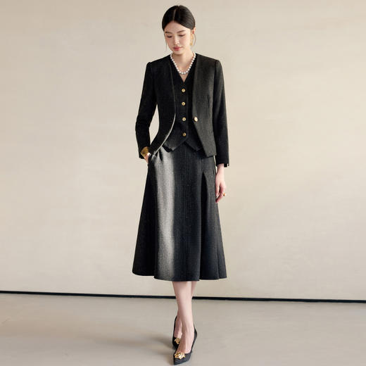 IWY/正式场合职业套裙女2025新款春季羊毛西装马甲三件套工作服24CMS667 商品图2