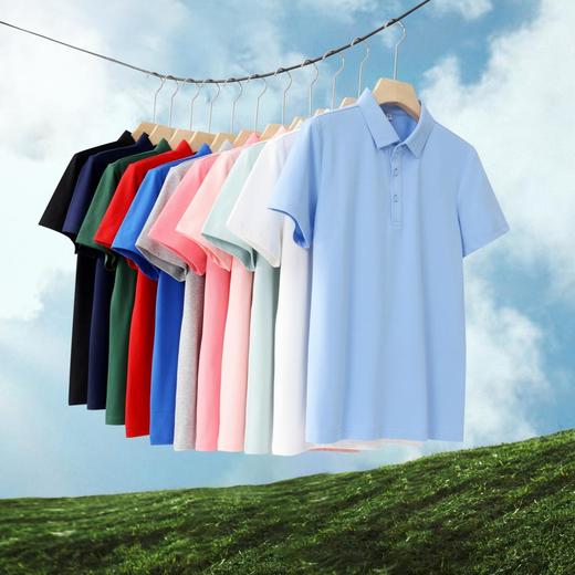 【冰氨超爽】40支天然凉感遮热防螨珠地纯色二级无缝翻领上衣（210克）  ZT-77001# 商品图0