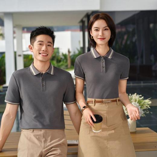 商务轻运动移圈提花40S长绒棉纯色短袖polo衫翻领T恤  HLS-GS82015 商品图1