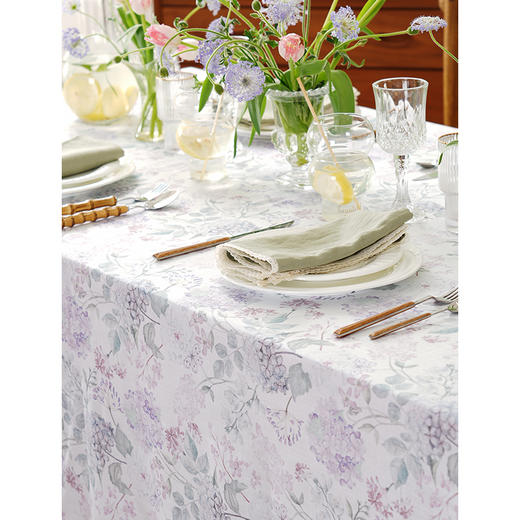 水彩花卉系列亚麻桌布方桌布餐桌台布餐厅轻奢高级感长方形复古氛围感定制 商品图2