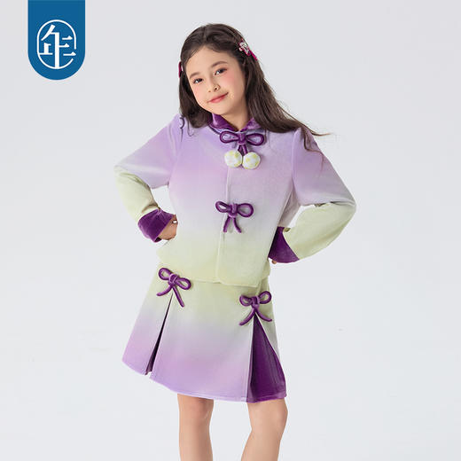 年衣女童短裙2025春季新款半身裙A字裙公主裙莫奈日落半裙 商品图3