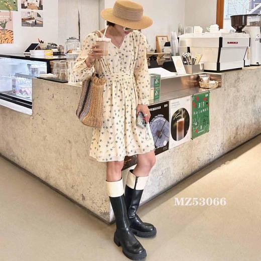 顺丰包邮洛诗琳33947早春新款真丝印花V领显瘦小格子连衣裙53066 商品图0