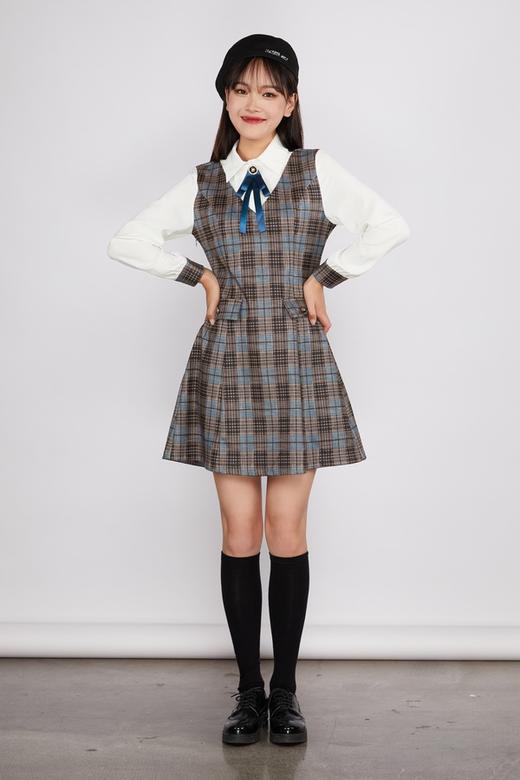 Le Malene 格纹拼接假两件式连衣裙（无胸针） 11534 商品图4