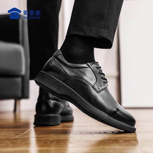 【轻便三接头系带皮鞋】通勤商务正装皮鞋 轻便软弹牛皮皮鞋 商品图6