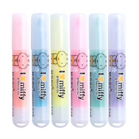 晨光(M&G)文具6色荧光笔 可爱单头记号笔 醒目重点标记笔 米菲系列便携手账手绘笔手账笔 6支/袋FHM22501  1132952