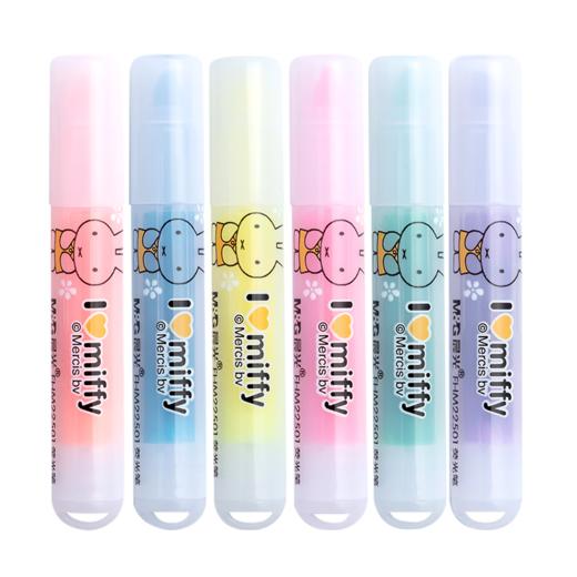 晨光(M&G)文具6色荧光笔 可爱单头记号笔 醒目重点标记笔 米菲系列便携手账手绘笔手账笔 6支/袋FHM22501  1132952 商品图0
