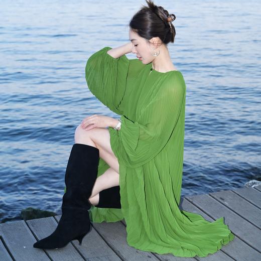 PIANAI冷小姐# 绿色压褶连衣裙+上衣 商品图2