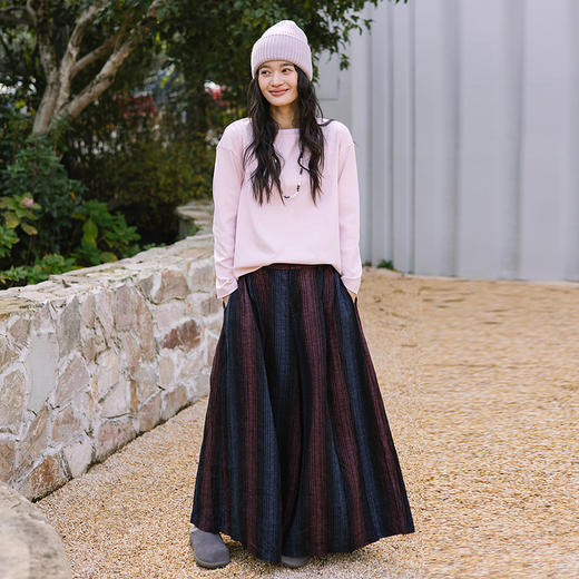 * 绽放旅行女装051朵/色织亚麻条纹半腰松紧文艺内加抽绳捏褶阔腿裤 商品图2