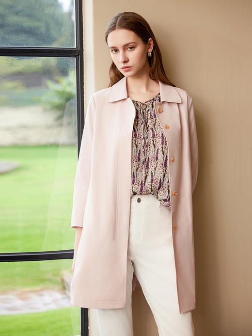 【中长款单排扣风衣】25年春夏新品女士时尚通勤单排扣外套 商品图1