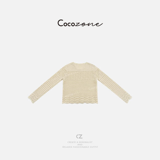 COCO ZONE 早春百搭显瘦镂空薄款长袖针织衫ACD1A0110 商品图1