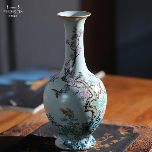 问鼎汝瓷鼎峰系列天青庚子精工有枝瓶（春意盎然）（缺货） 商品图2