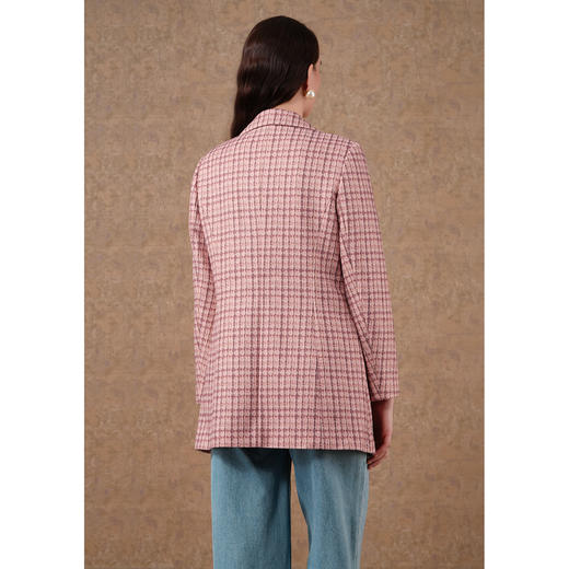 乔万尼秋新品中长款条纹格小香风西装外套ET3B610 商品图4