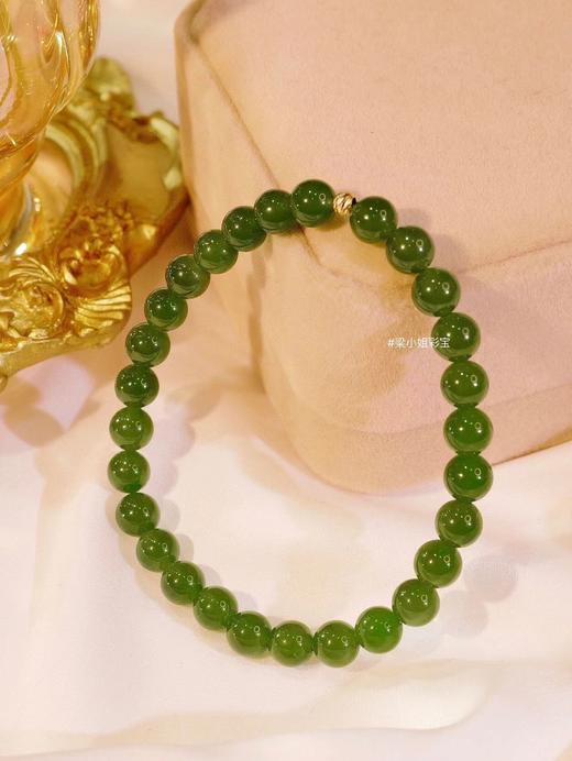 俄罗斯进口老矿碧玉18k金爆闪金珠手串（3-5天左右） 商品图1