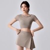 跃牌【禅语梵心】假两件网纱运动T恤女短袖带胸垫瑜珈服露脐上衣DX5206 商品缩略图2