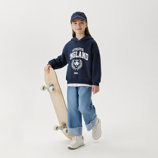 马克珍妮女童休闲学院宽松连帽卫衣 儿童运动上衣春装新款250265 商品图2