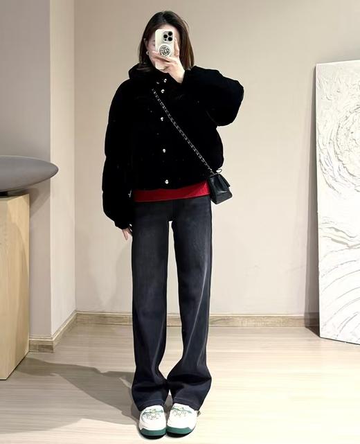 雅丹风高级色复古土耳其直筒薄绒春秋冬微直筒牛仔裤 商品图11