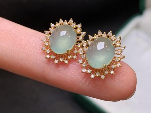 蛋面翡翠耳钉 商品图2