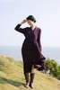 绽放旅行女装059朵/干洗亚麻v领绛紫开门襟两穿长袖显瘦连衣裙 商品缩略图5