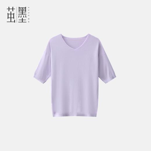 【圆领V领半截袖针织衫  买一送一】茧墨 包芯纱针织面料，手感软糯细腻，上身舒适透气，裸感不扎皮肤，自带清凉感 商品图3