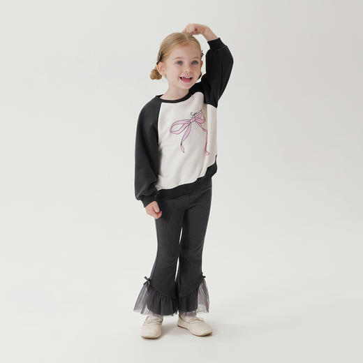 马克珍妮女童甜美网纱拼接喇叭裤儿童弹力裤子宝宝春装新款250303 商品图2