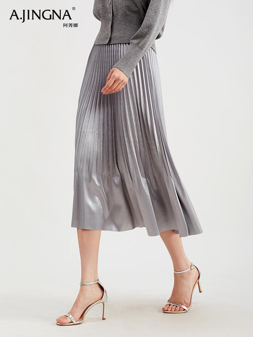 【春日风琴】阿菁娜压褶A字大摆松紧腰半身裙F30C213007 商品图2