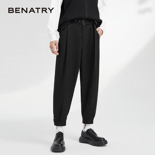 贝纳川半松紧腰装饰抽带男士休闲长裤ECK332011 商品图2