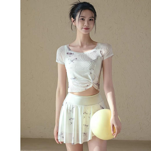 跃牌【禅语梵心】一体式高腰网纱跑步运动短裙女假两件防走光网球裙DQ3132 商品图1